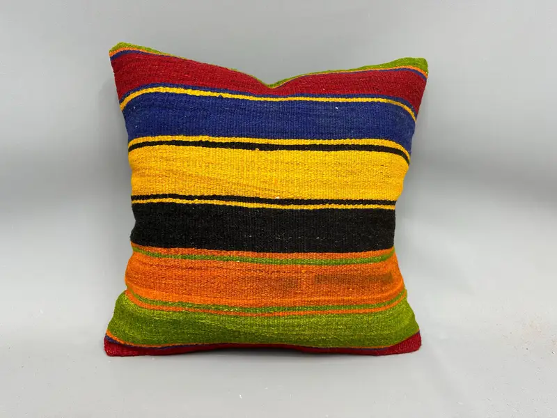Pillow Cover, Vintage Kilim Pillow, Kilim Cushion Sham, Meditation Cushion Cover, 20x20 Purple Cushion Case, Interior Designer Pillow - 4