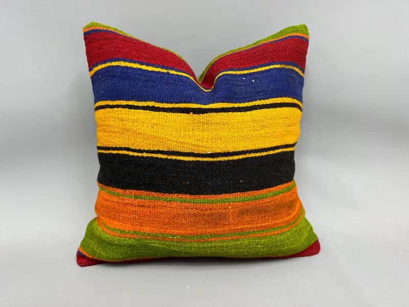 Pillow Cover, Vintage Kilim Pillow, Kilim Cushion Sham, Meditation Cushion Cover, 20x20 Purple Cushion Case, Interior Designer Pillow - 1