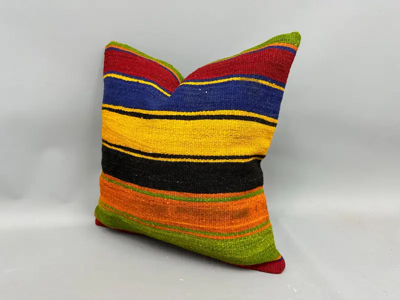 Pillow Cover, Vintage Kilim Pillow, Kilim Cushion Sham, Meditation Cushion Cover, 20x20 Purple Cushion Case, Interior Designer Pillow - 3