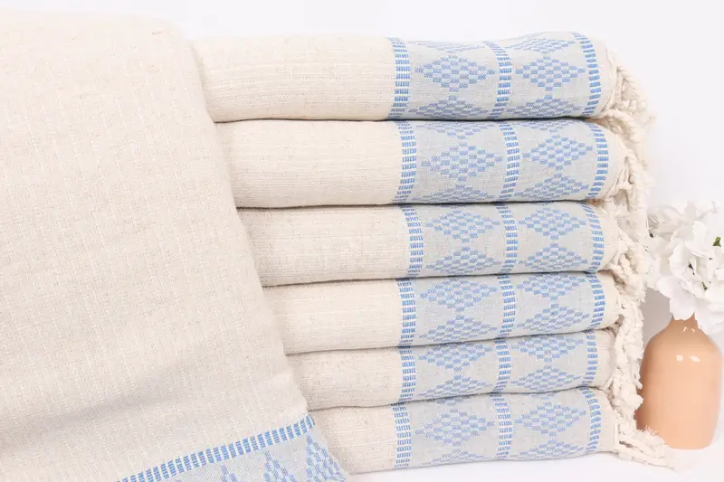 100x88 Cotton Kilim Design Towel, Boho Throw Blankets, Organic Throw, Decorative Blanket, Bedspread, Personalized Gift, Aesthetic Blanket - 1
