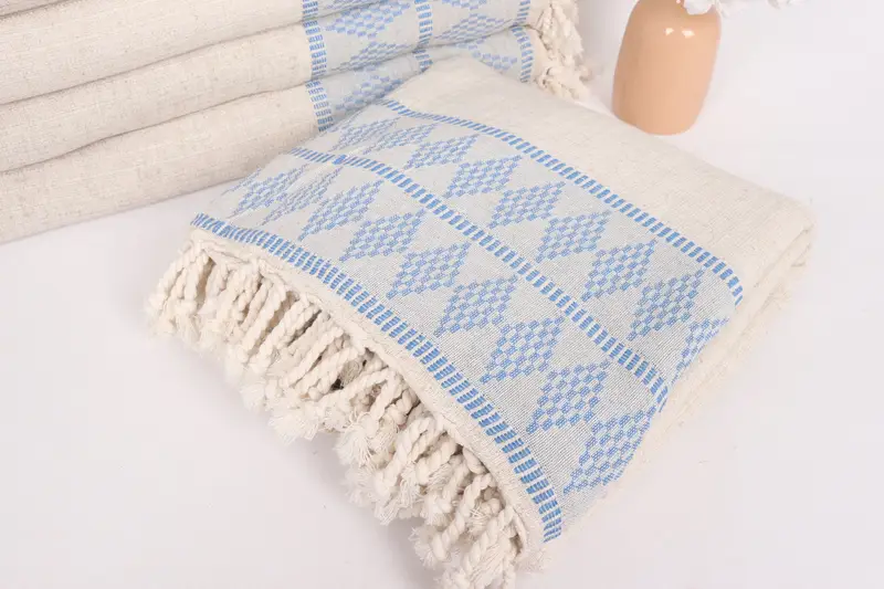 100x88 Cotton Kilim Design Towel, Boho Throw Blankets, Organic Throw, Decorative Blanket, Bedspread, Personalized Gift, Aesthetic Blanket - 5