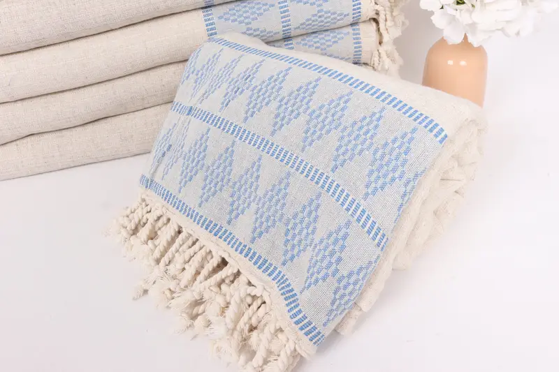 100x88 Cotton Kilim Design Towel, Boho Throw Blankets, Organic Throw, Decorative Blanket, Bedspread, Personalized Gift, Aesthetic Blanket - 4