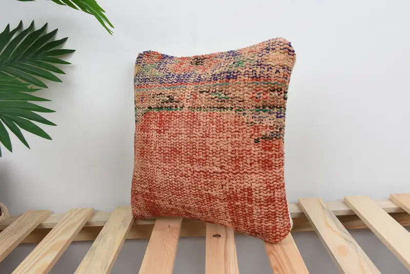 Farmhouse Pillow, 12x12 Red Pillow, Antique Pillows, Cushion Case, Ethnical Kilim Rug Pillow, Vintage Kilim Throw Pillow, Couch Cushion Case - 5