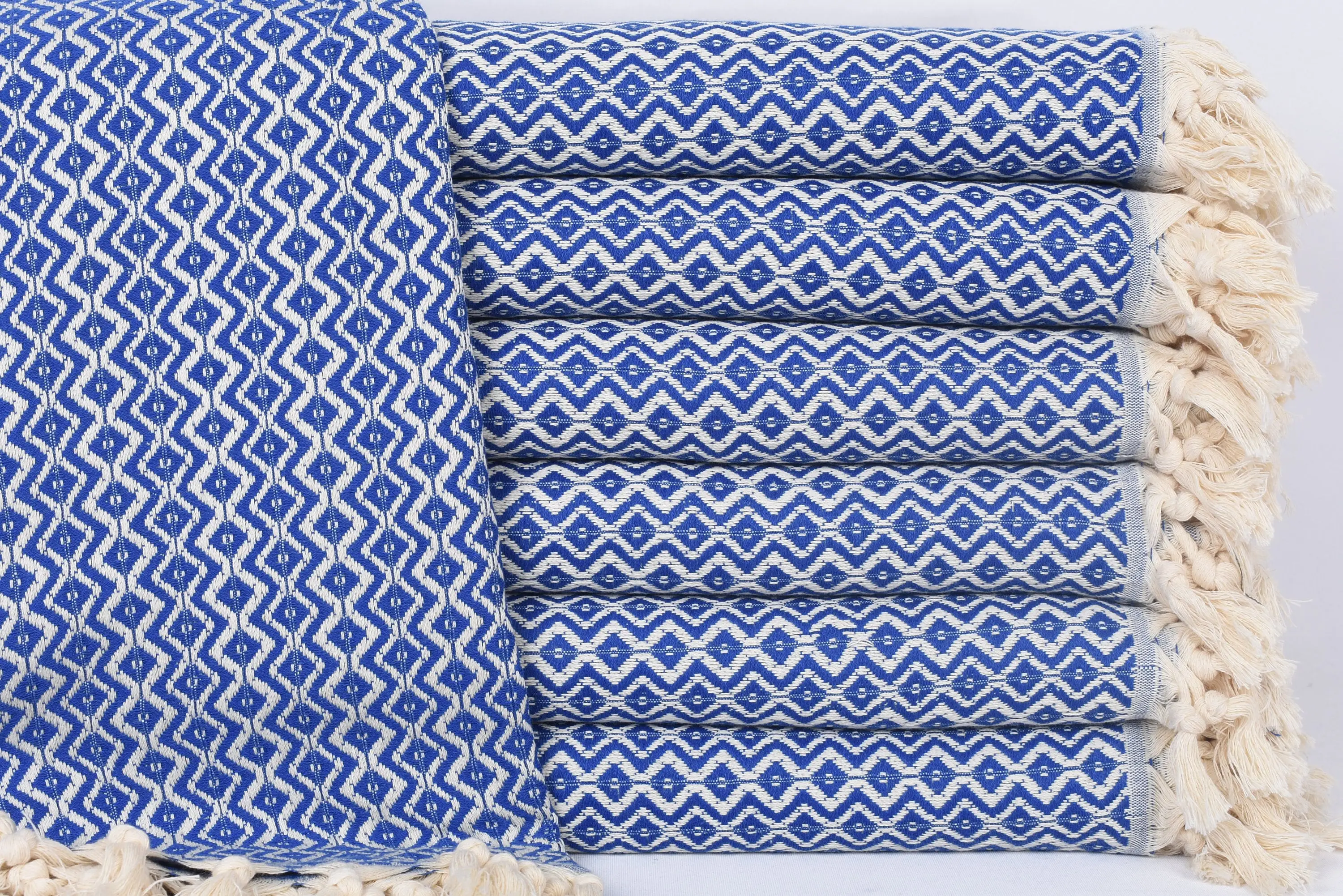 Personalized Turkish Cotton Towel, Sax Blue Diamond, 70x40 Inches - 1