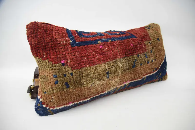 Armchair Cushion Cover, Kilim Cushion Sham, Vintage Pillow, Pillow Sham, 12x24 Brown Cushion Case, Handmade Kilim Cushion, Colorful Cushion - 3