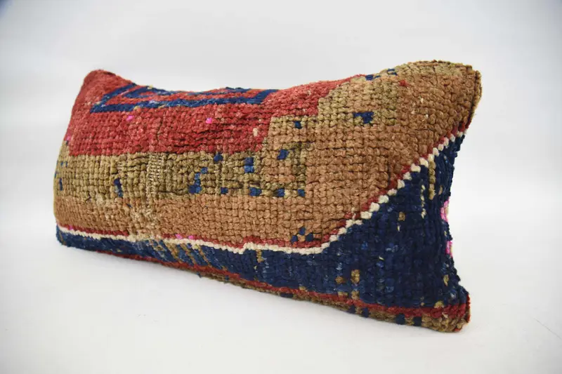 Armchair Cushion Cover, Kilim Cushion Sham, Vintage Pillow, Pillow Sham, 12x24 Brown Cushion Case, Handmade Kilim Cushion, Colorful Cushion - 5