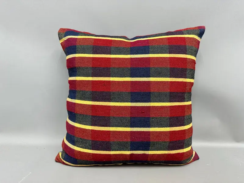 Colorful Pillow Cover, 20x20 Red Cushion Case, Pillow Case, Pillow for Sofa, Ethnical Kilim Rug Pillow, Vintage Kilim Throw Pillow - 4