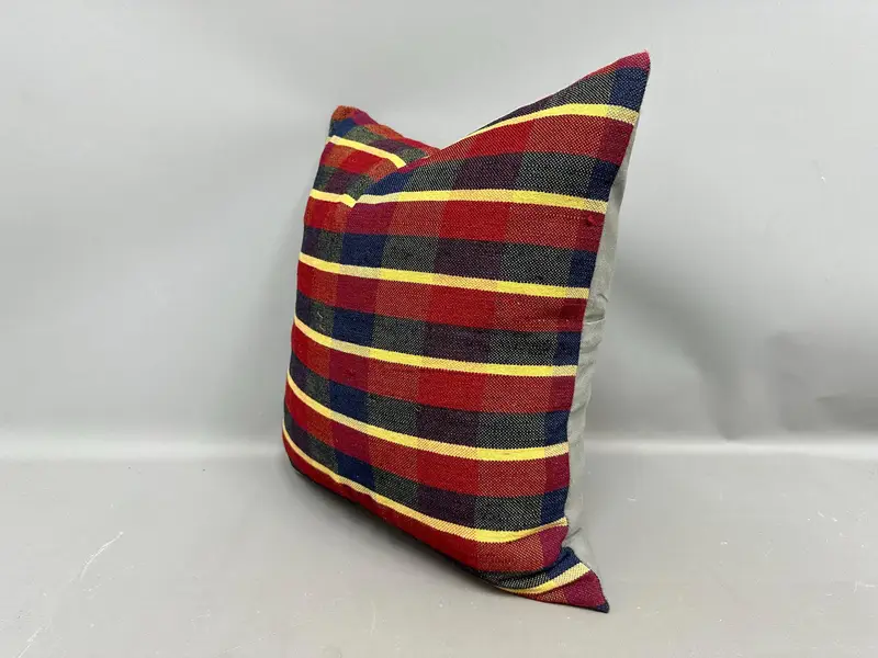 Colorful Pillow Cover, 20x20 Red Cushion Case, Pillow Case, Pillow for Sofa, Ethnical Kilim Rug Pillow, Vintage Kilim Throw Pillow - 3