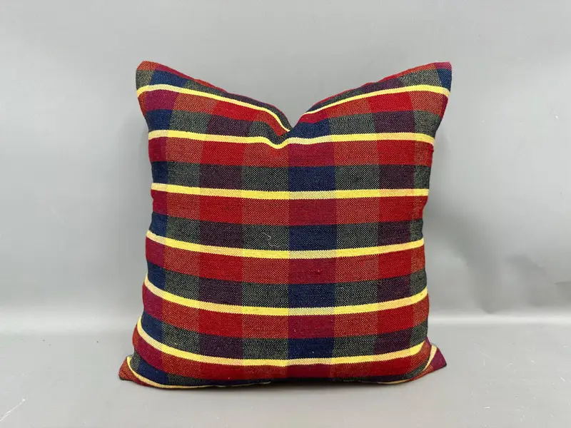 Colorful Pillow Cover, 20x20 Red Cushion Case, Pillow Case, Pillow for Sofa, Ethnical Kilim Rug Pillow, Vintage Kilim Throw Pillow - 1