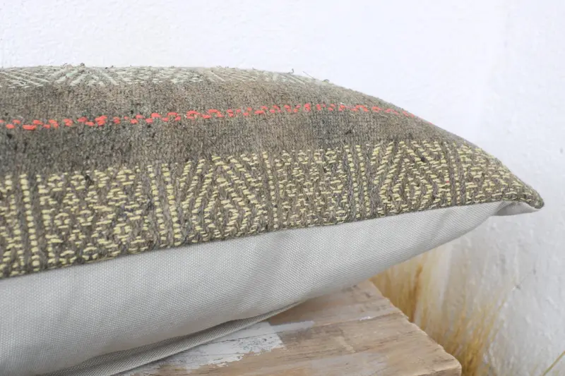 Anatolian Pillow Cover, Personalized Gift Pillow Pillow Case, 12x36 Gray Cushion, Pillow Sham, Kilim Cushion Sham, Turkish Pillow, Pillow for Sofa - 6