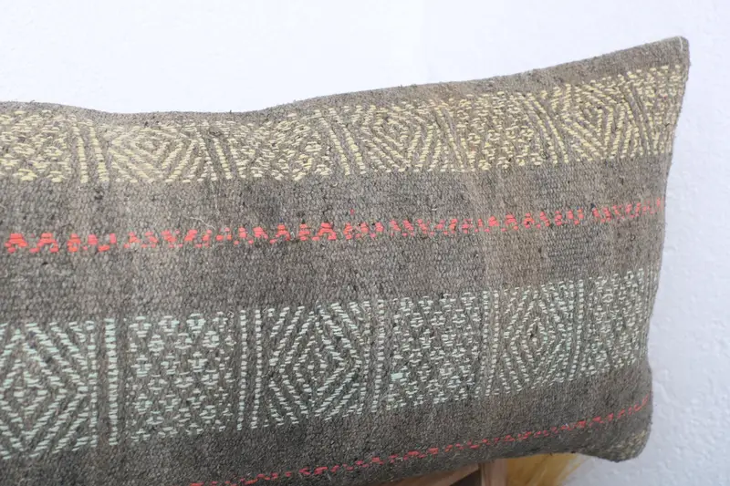 Anatolian Pillow Cover, Personalized Gift Pillow Pillow Case, 12x36 Gray Cushion, Pillow Sham, Kilim Cushion Sham, Turkish Pillow, Pillow for Sofa - 5