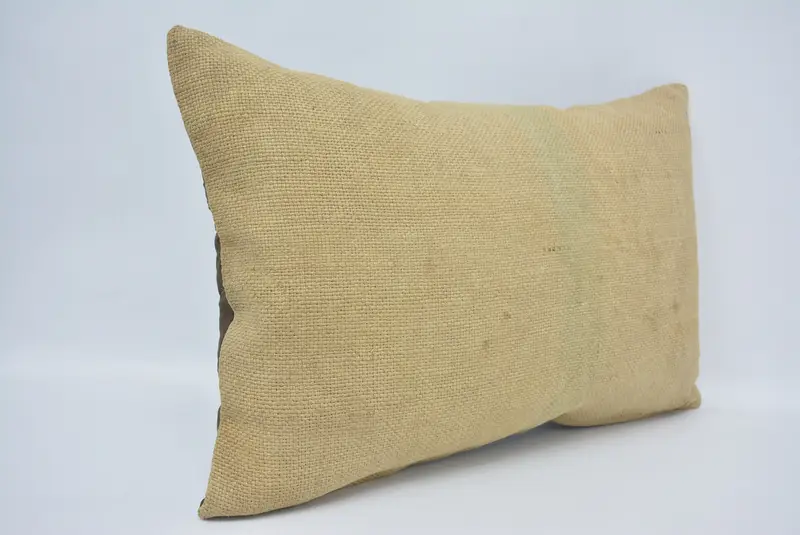 Vintage Kilim Pillow, Turkish Kilim Pillow, Pillow, 16x24 Beige Cushion, Turkish Bench Cushion, Boho Pillow Sham Cover, Hippie Throw Pillow Cover - 3