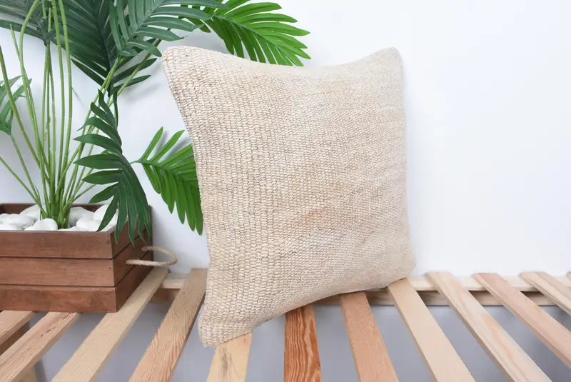 Ethnical Kilim Rug Pillow, 16x16 White Pillow Case, Pillow for Sofa, Kilim Cushion Sham, Pastel Pillow Case, Christmas Cushion Cover, Pillow Cover - 4