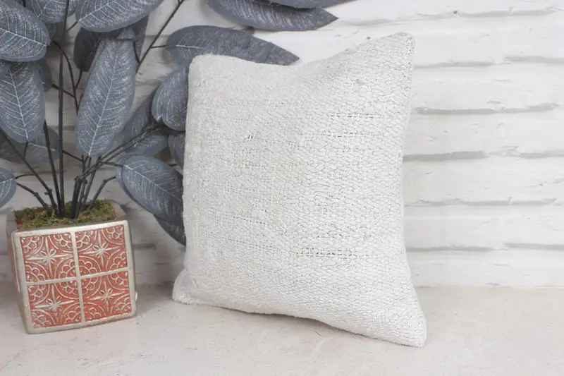 Ottoman Pillow Cover, Interior Designer Pillow, Turkish Pillow, 12x12 Beige Pillow, Rustic Pillow Case, Cushion Case, Kilim Pillow Cover - 3