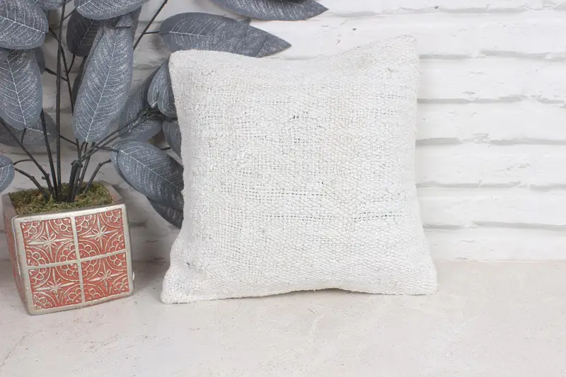 Ottoman Pillow Cover, Interior Designer Pillow, Turkish Pillow, 12x12 Beige Pillow, Rustic Pillow Case, Cushion Case, Kilim Pillow Cover - 1