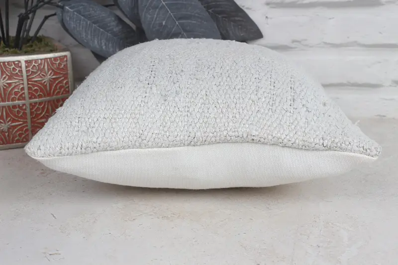 Ottoman Pillow Cover, Interior Designer Pillow, Turkish Pillow, 12x12 Beige Pillow, Rustic Pillow Case, Cushion Case, Kilim Pillow Cover - 5
