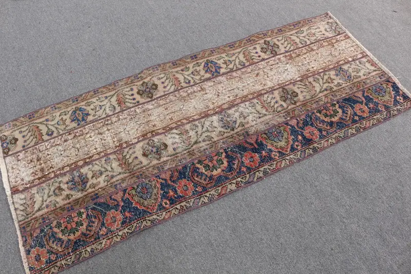 Vintage Oushak Kleiner Teppich 2,3x5,7 ft (70x174 cm), türkischer blauer Ombré-Teppich - 1