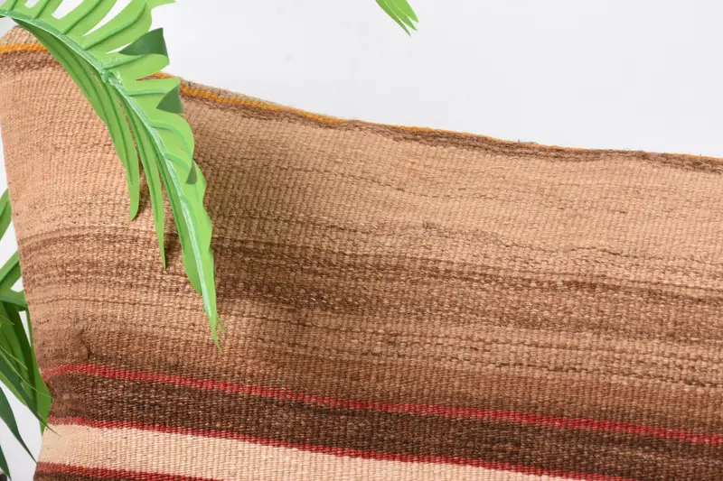 Wool Kilim Pillow Cushion, Turkish Kilim Pillow, Pillow for Sofa, Throw Kilim Pillow, 16x48 Brown Pillow Sham, Pillow Cover - 2