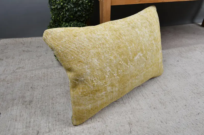Pillow Case, Kilim Pillow Cover, Handwoven Pillow Cover Pillow Sham, Antique Pillows, Vintage Pillow, 16x24 Green Cushion Cover - 7
