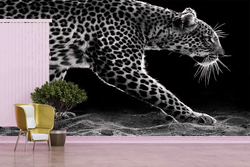 Modern Çatı Katları için Zarif Siyah Beyaz Vahşi Hayvan Baskılı Duvar Kağıdı