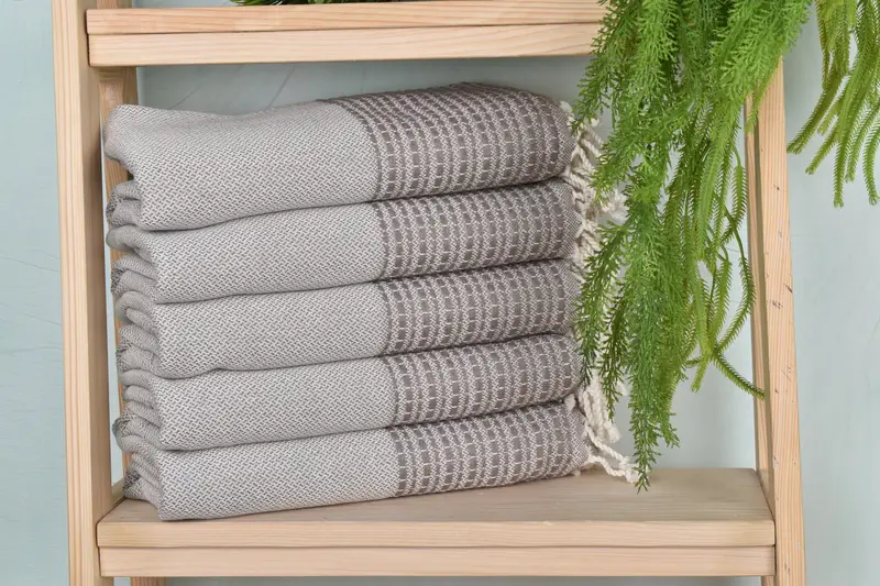 Personalized Brown Cotton Towel Striped, 36x69 Inches