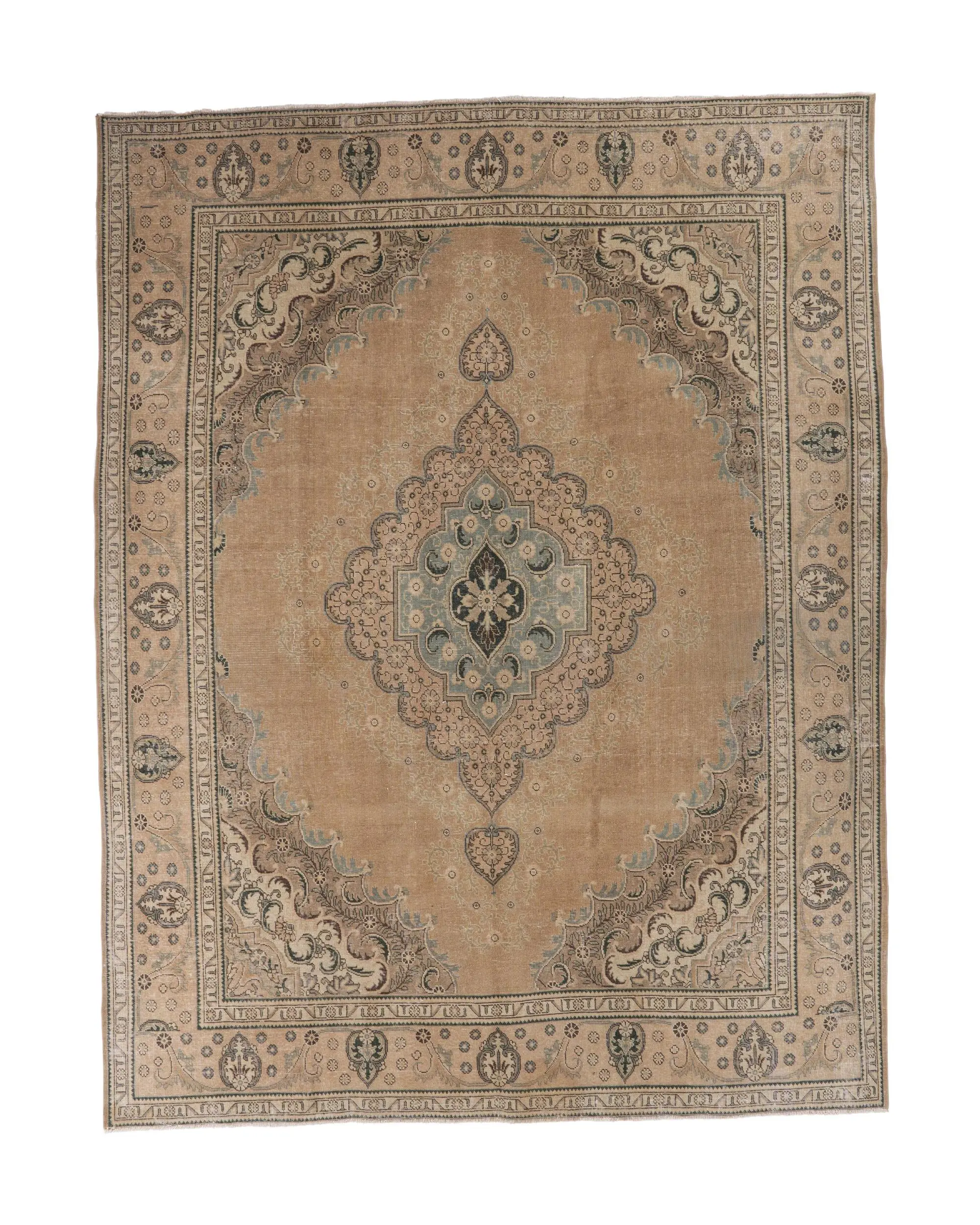 9,7x12,8 ft Vintage Teppich, brauner marokkanischer türkischer Wollteppich - 1