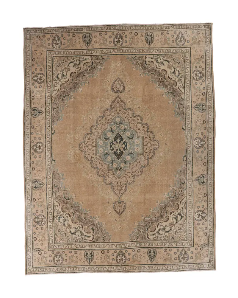 Mavi Fas Halısı, 9,7x12,8 ft Zarif Dekor