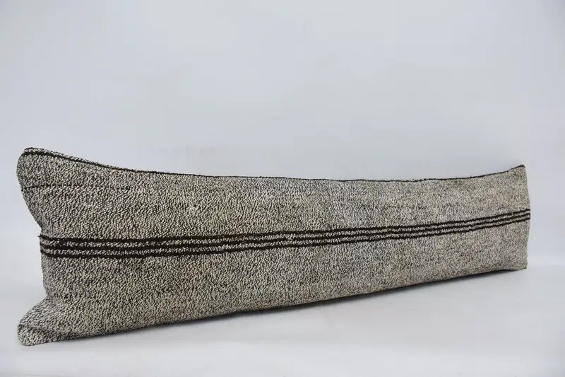 Pillow for Sofa, 12x48 Beige Pillow, Ikat Pillow Case, Seat Cushion, Handwoven Cushion Case, Throw Kilim Pillow, Pillow, Boho Pillow Sham Cover - 3