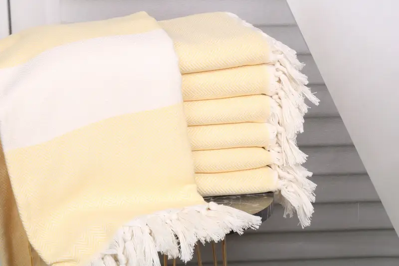 Personalized Yellow Chevron Beach Towel Organic Cotton or Linen, 40x71 Inches