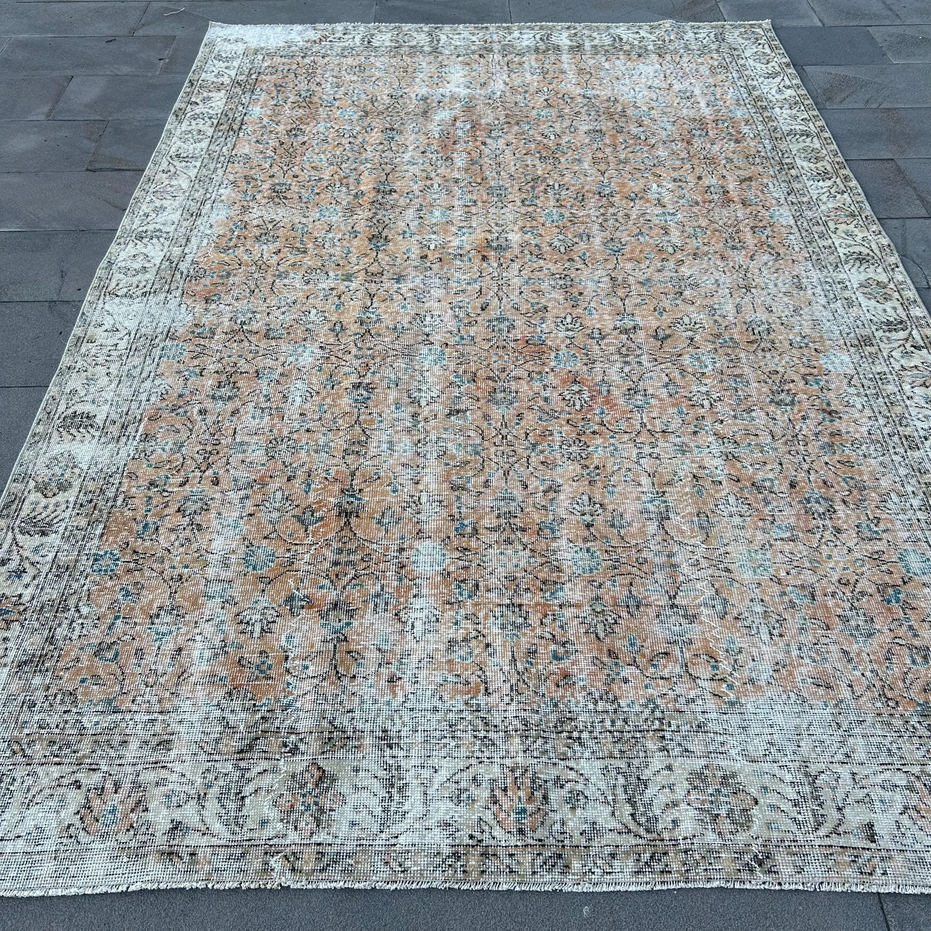 6,6x9,7 ft türkischer Teppich, großer Vintage Teppich, brauner Wollteppich - 1