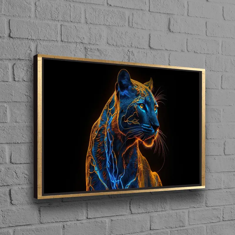 シュール パンサー キャンバス: シャイニング パンサー シュルレアリスム アート プリント