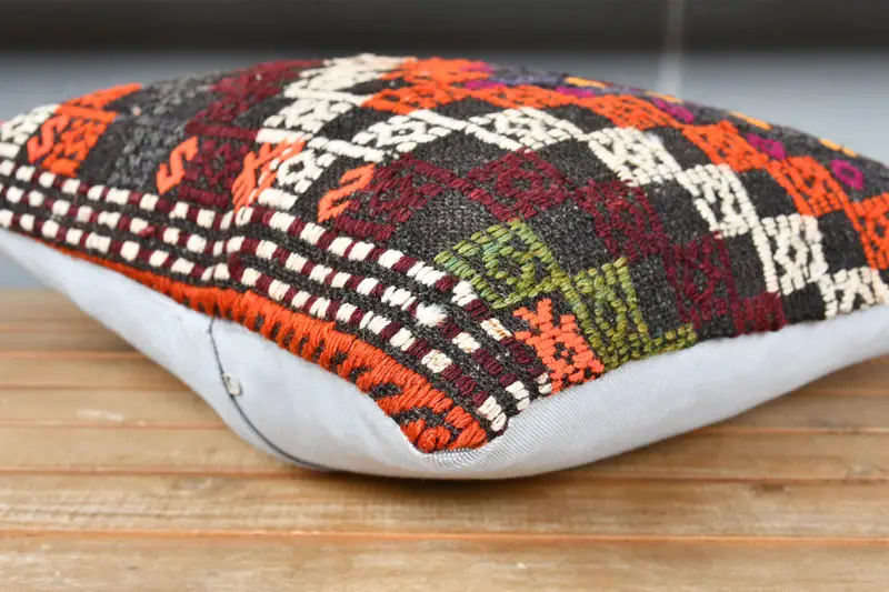 18x18 Orange Cushion Cover, Gift Pillow, Vintage Kilim Throw Pillow, Kilim Cushion Sham, Pillow Sham, Decorative Cushion Case - 3