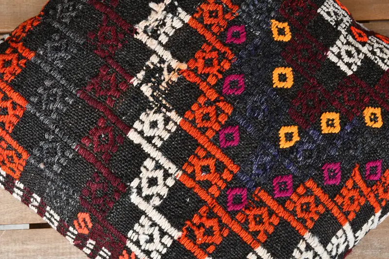 18x18 Orange Cushion Cover, Gift Pillow, Vintage Kilim Throw Pillow, Kilim Cushion Sham, Pillow Sham, Decorative Cushion Case - 4