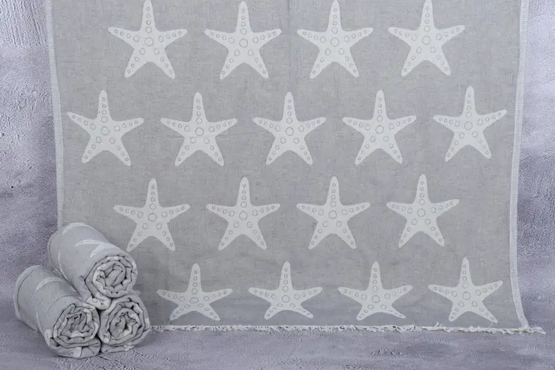 Wedding Gift For Bride, Sand-free towel, Travel towel, Bridal Shower Gift, 70x40 Cotton Starfish Patterned Towel, Bachelorette Favors Beach - 1