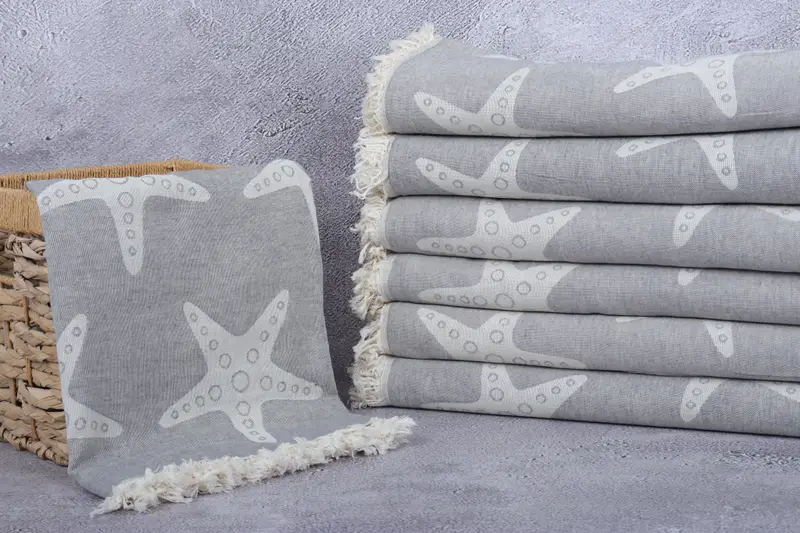 Wedding Gift For Bride, Sand-free towel, Travel towel, Bridal Shower Gift, 70x40 Cotton Starfish Patterned Towel, Bachelorette Favors Beach - 4