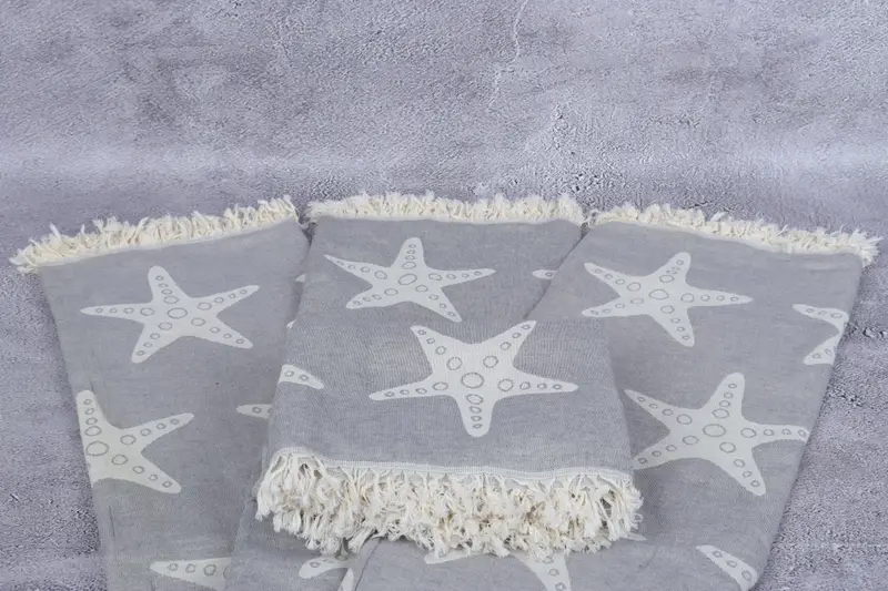 Wedding Gift For Bride, Sand-free towel, Travel towel, Bridal Shower Gift, 70x40 Cotton Starfish Patterned Towel, Bachelorette Favors Beach - 6