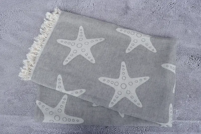Wedding Gift For Bride, Sand-free towel, Travel towel, Bridal Shower Gift, 70x40 Cotton Starfish Patterned Towel, Bachelorette Favors Beach - 7