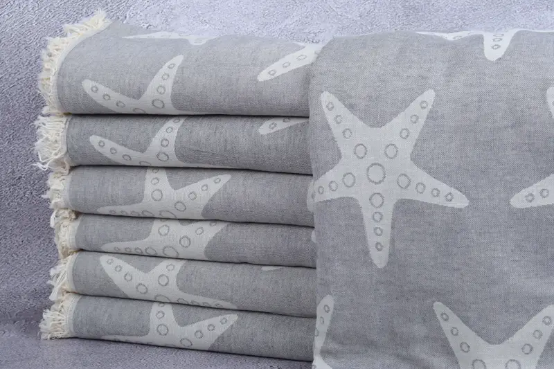 Wedding Gift For Bride, Sand-free towel, Travel towel, Bridal Shower Gift, 70x40 Cotton Starfish Patterned Towel, Bachelorette Favors Beach - 2