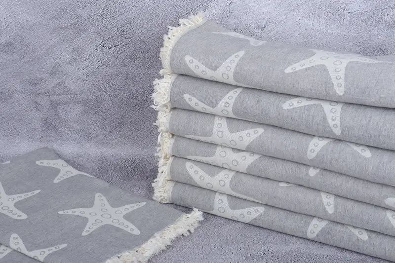 Wedding Gift For Bride, Sand-free towel, Travel towel, Bridal Shower Gift, 70x40 Cotton Starfish Patterned Towel, Bachelorette Favors Beach - 3
