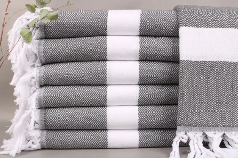 Custom Beach Towel, Dark Gray Diamond Pattern, 40x71 Inches