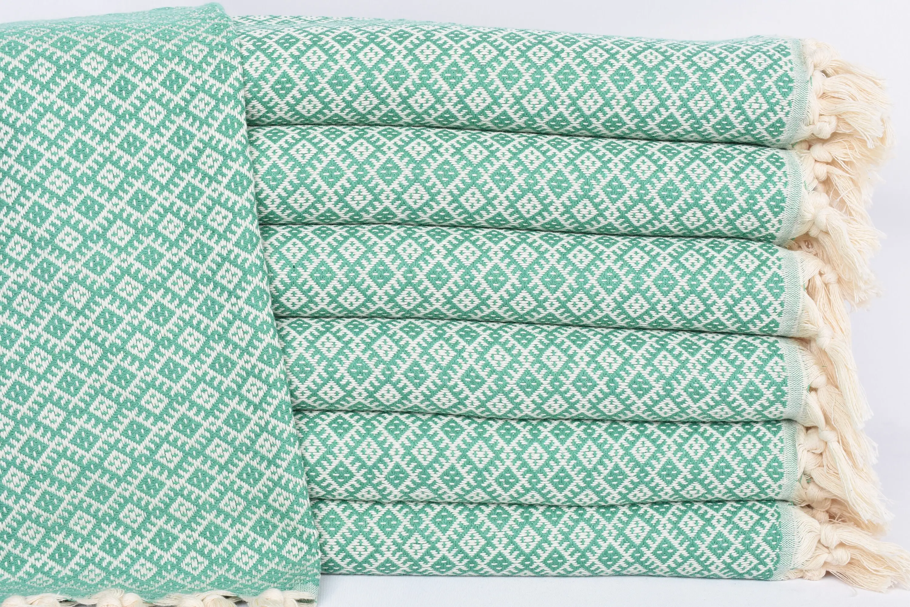 Personalized Green Diamond Dish Towel, 38x20 Inches, Organic Cotton - 1