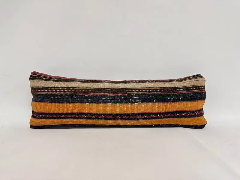 Couch Cushion, 12x36 Yellow Cushion Cover, Boho Pillow, Natural Pillow Case, Bright Pillow Sham, Antique Pillows, Handmade Kilim Cushion, Cushion - 1