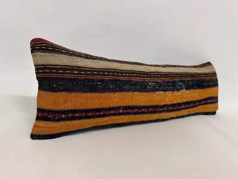 Couch Cushion, 12x36 Yellow Cushion Cover, Boho Pillow, Natural Pillow Case, Bright Pillow Sham, Antique Pillows, Handmade Kilim Cushion, Cushion - 2