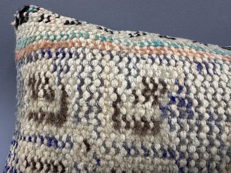 Cushion Case, Turkish Corner Cushion Cover, Kilim Cushion Sham, Cozy Throw Pillow Sham, 8x16 Blue Pillow, Kilim Pillow Cover, Handmade Kilim Cushion - 5
