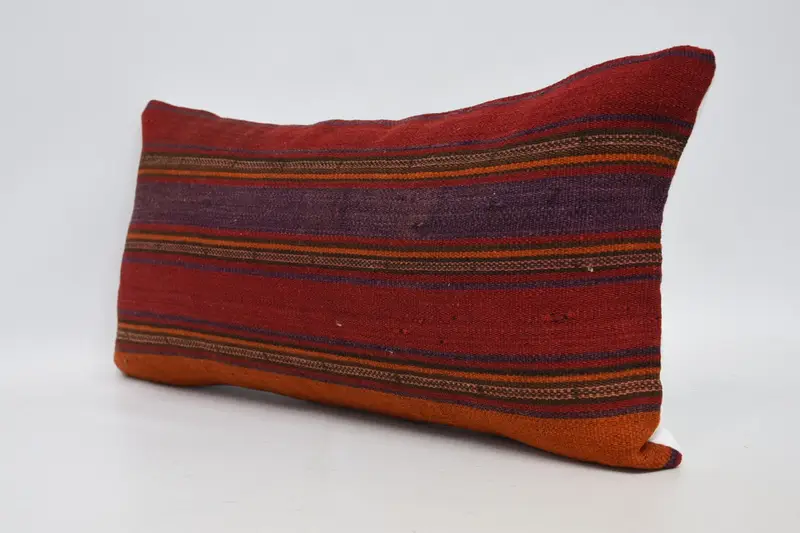 Bolster Cushion, 12x24 Red Pillow Case, Ottoman Pillow Cover, Boho Pillow, Cushion, Vintage Kilim Pillow, Tribal Pillow Sham, Boho Pillow Sham Cover - 4