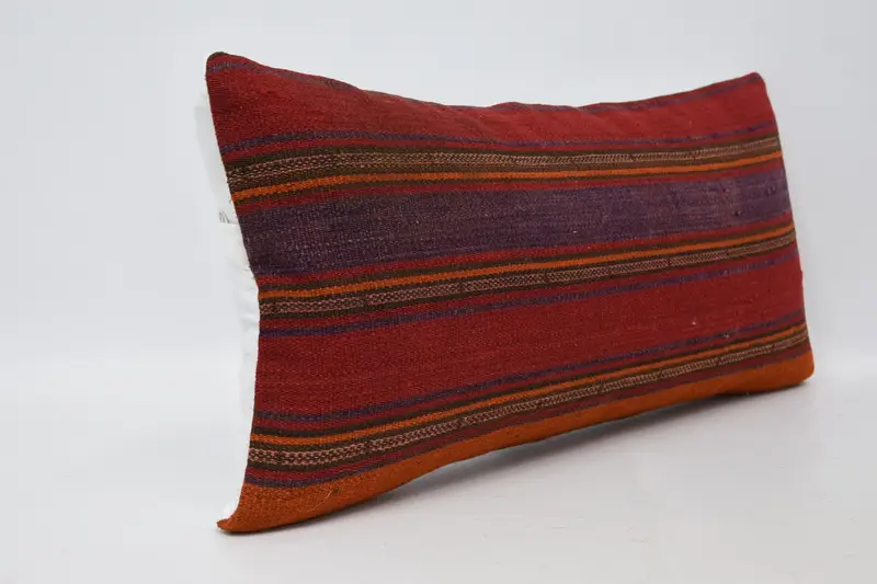 Bolster Cushion, 12x24 Red Pillow Case, Ottoman Pillow Cover, Boho Pillow, Cushion, Vintage Kilim Pillow, Tribal Pillow Sham, Boho Pillow Sham Cover - 3