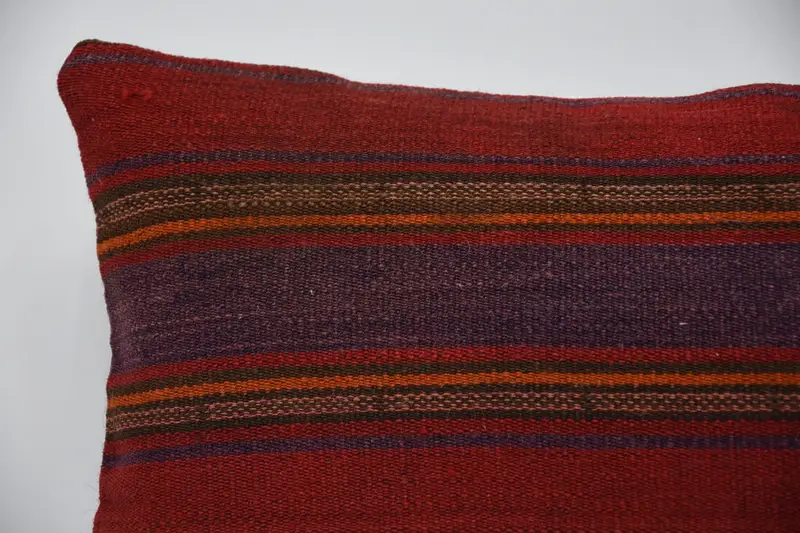 Bolster Cushion, 12x24 Red Pillow Case, Ottoman Pillow Cover, Boho Pillow, Cushion, Vintage Kilim Pillow, Tribal Pillow Sham, Boho Pillow Sham Cover - 2