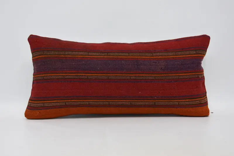 Bolster Cushion, 12x24 Red Pillow Case, Ottoman Pillow Cover, Boho Pillow, Cushion, Vintage Kilim Pillow, Tribal Pillow Sham, Boho Pillow Sham Cover - 1