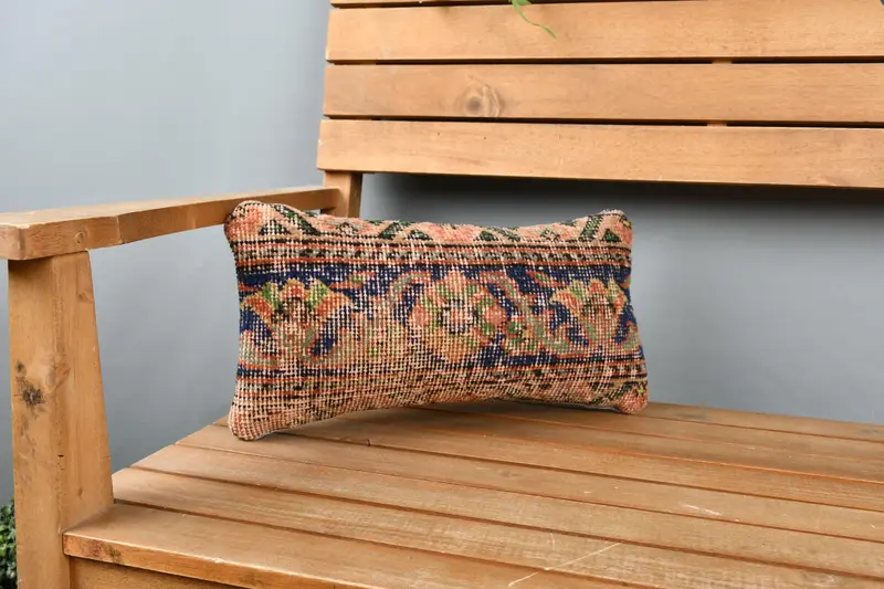 Gift Pillow, Vintage Pillow, Shabby Chic Pillow Cover, Decorative Throw Cushion, Cushion Case, Turkish Pillow, 8x16 Blue Cushion Cover - 1