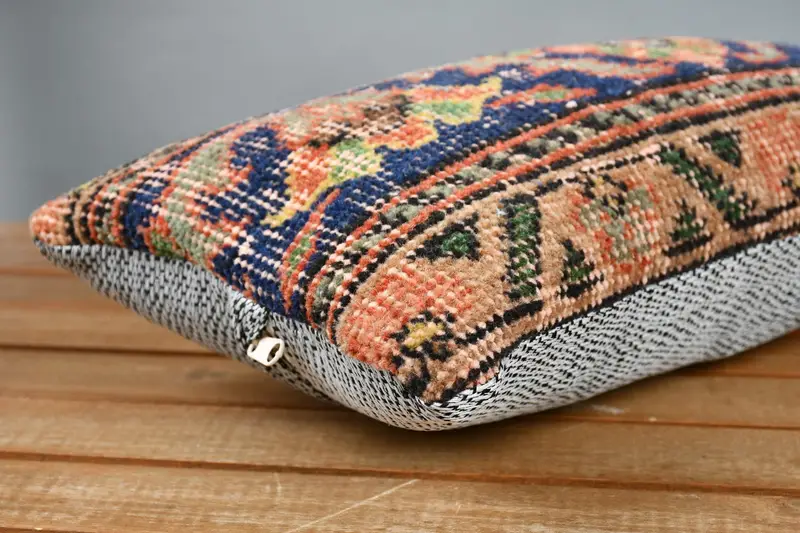 Gift Pillow, Vintage Pillow, Shabby Chic Pillow Cover, Decorative Throw Cushion, Cushion Case, Turkish Pillow, 8x16 Blue Cushion Cover - 4